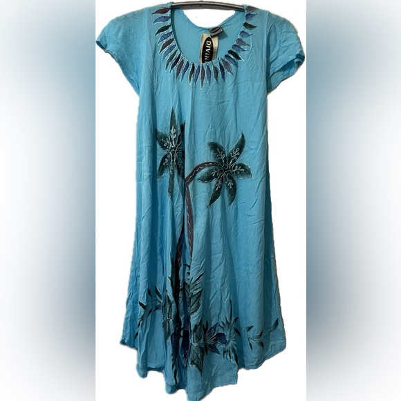 Womens Boho palm tree beach coverup sundress kaftan. Beach resort wear Free Size - Picture 1 of 9